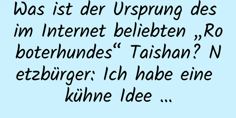 Was ist der Ursprung des im Internet beliebten „Roboterhundes“ Taishan? Netzbürger: Ich habe eine kühne Idee …