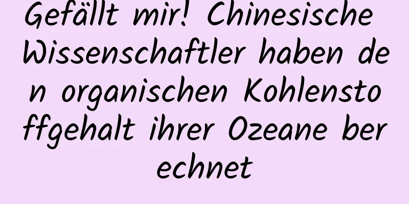 Gefällt mir! Chinesische Wissenschaftler haben den organischen Kohlenstoffgehalt ihrer Ozeane berechnet