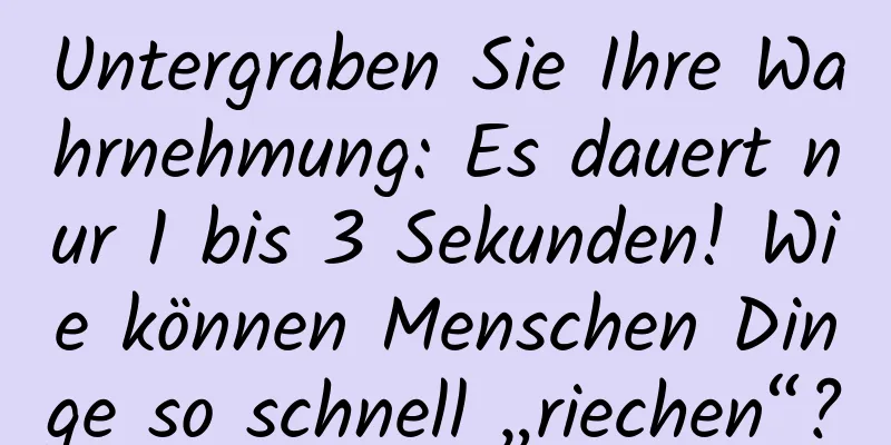 Untergraben Sie Ihre Wahrnehmung: Es dauert nur 1 bis 3 Sekunden! Wie können Menschen Dinge so schnell „riechen“?