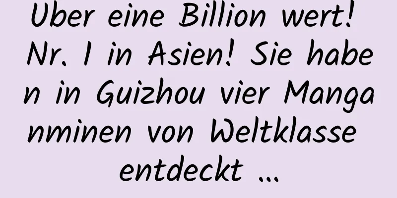 Über eine Billion wert! Nr. 1 in Asien! Sie haben in Guizhou vier Manganminen von Weltklasse entdeckt …