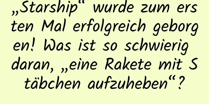„Starship“ wurde zum ersten Mal erfolgreich geborgen! Was ist so schwierig daran, „eine Rakete mit Stäbchen aufzuheben“?