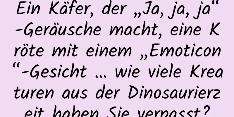 Ein Käfer, der „Ja, ja, ja“-Geräusche macht, eine Kröte mit einem „Emoticon“-Gesicht … wie viele Kreaturen aus der Dinosaurierzeit haben Sie verpasst?