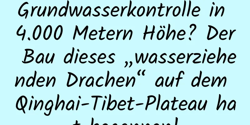 Grundwasserkontrolle in 4.000 Metern Höhe? Der Bau dieses „wasserziehenden Drachen“ auf dem Qinghai-Tibet-Plateau hat begonnen!