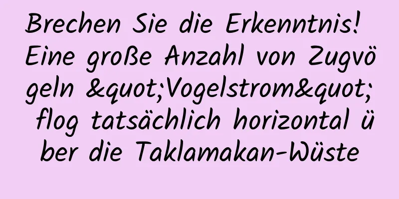 Brechen Sie die Erkenntnis! Eine große Anzahl von Zugvögeln "Vogelstrom" flog tatsächlich horizontal über die Taklamakan-Wüste
