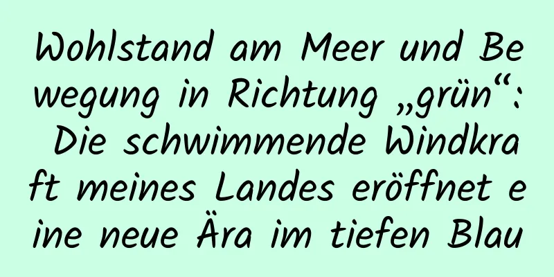 Wohlstand am Meer und Bewegung in Richtung „grün“: Die schwimmende Windkraft meines Landes eröffnet eine neue Ära im tiefen Blau