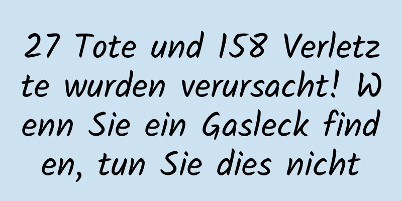 27 Tote und 158 Verletzte wurden verursacht! Wenn Sie ein Gasleck finden, tun Sie dies nicht