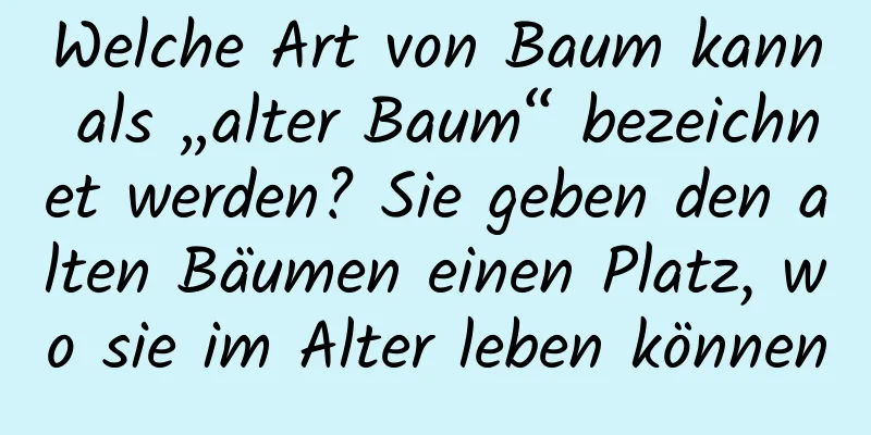 Welche Art von Baum kann als „alter Baum“ bezeichnet werden? Sie geben den alten Bäumen einen Platz, wo sie im Alter leben können