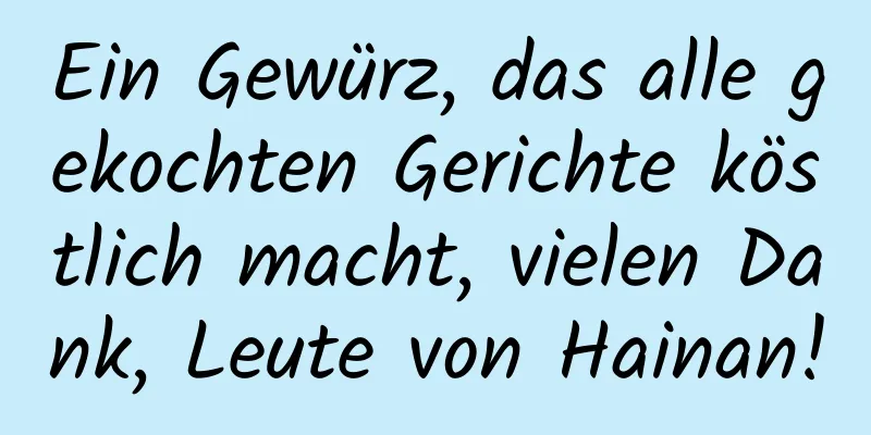 Ein Gewürz, das alle gekochten Gerichte köstlich macht, vielen Dank, Leute von Hainan!