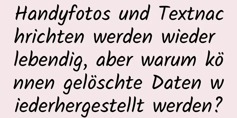 Handyfotos und Textnachrichten werden wieder lebendig, aber warum können gelöschte Daten wiederhergestellt werden?
