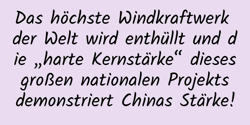 Das höchste Windkraftwerk der Welt wird enthüllt und die „harte Kernstärke“ dieses großen nationalen Projekts demonstriert Chinas Stärke!