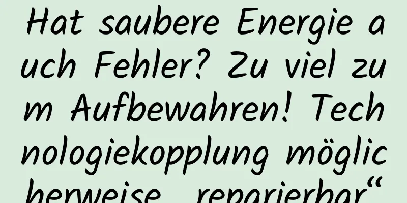 Hat saubere Energie auch Fehler? Zu viel zum Aufbewahren! Technologiekopplung möglicherweise „reparierbar“