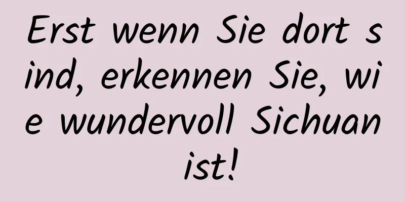 Erst wenn Sie dort sind, erkennen Sie, wie wundervoll Sichuan ist!