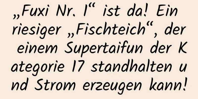 „Fuxi Nr. 1“ ist da! Ein riesiger „Fischteich“, der einem Supertaifun der Kategorie 17 standhalten und Strom erzeugen kann!