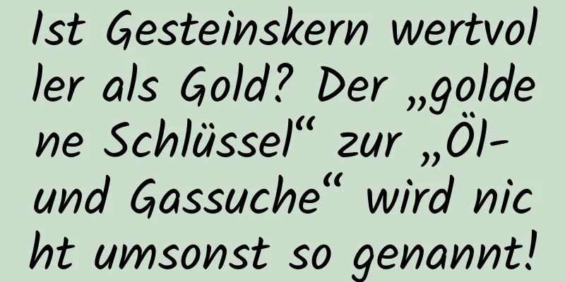 Ist Gesteinskern wertvoller als Gold? Der „goldene Schlüssel“ zur „Öl- und Gassuche“ wird nicht umsonst so genannt!