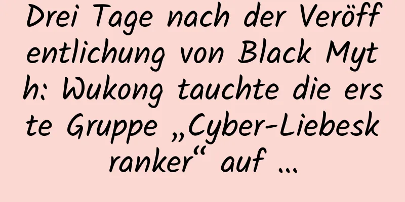 Drei Tage nach der Veröffentlichung von Black Myth: Wukong tauchte die erste Gruppe „Cyber-Liebeskranker“ auf …