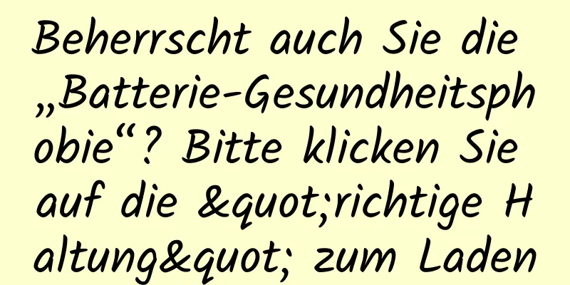 Beherrscht auch Sie die „Batterie-Gesundheitsphobie“? Bitte klicken Sie auf die "richtige Haltung" zum Laden