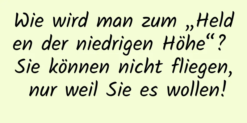 Wie wird man zum „Helden der niedrigen Höhe“? Sie können nicht fliegen, nur weil Sie es wollen!