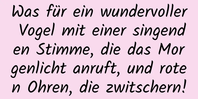Was für ein wundervoller Vogel mit einer singenden Stimme, die das Morgenlicht anruft, und roten Ohren, die zwitschern!