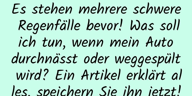 Es stehen mehrere schwere Regenfälle bevor! Was soll ich tun, wenn mein Auto durchnässt oder weggespült wird? Ein Artikel erklärt alles, speichern Sie ihn jetzt!