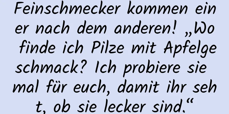 Feinschmecker kommen einer nach dem anderen! „Wo finde ich Pilze mit Apfelgeschmack? Ich probiere sie mal für euch, damit ihr seht, ob sie lecker sind.“