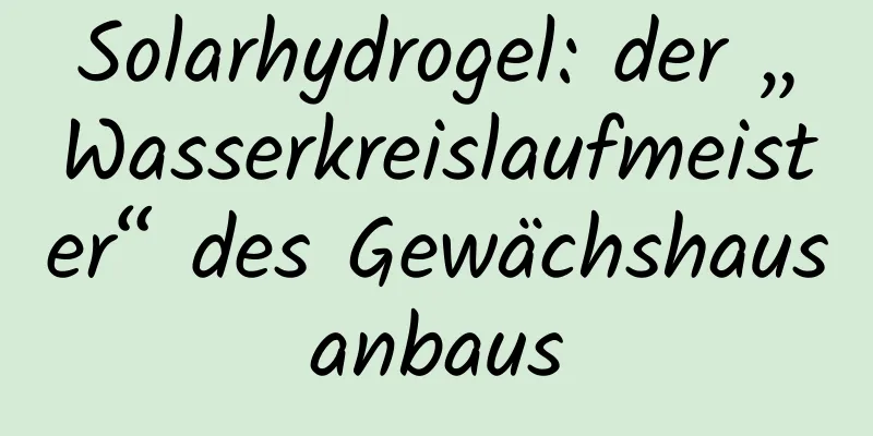 Solarhydrogel: der „Wasserkreislaufmeister“ des Gewächshausanbaus