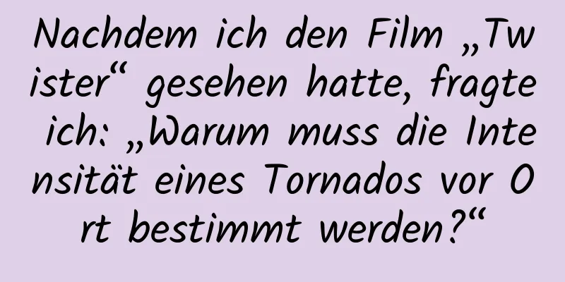 Nachdem ich den Film „Twister“ gesehen hatte, fragte ich: „Warum muss die Intensität eines Tornados vor Ort bestimmt werden?“