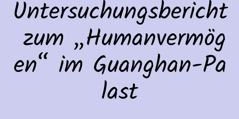 Untersuchungsbericht zum „Humanvermögen“ im Guanghan-Palast