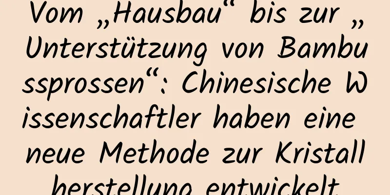 Vom „Hausbau“ bis zur „Unterstützung von Bambussprossen“: Chinesische Wissenschaftler haben eine neue Methode zur Kristallherstellung entwickelt