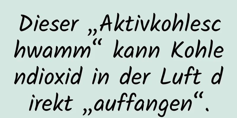 Dieser „Aktivkohleschwamm“ kann Kohlendioxid in der Luft direkt „auffangen“.