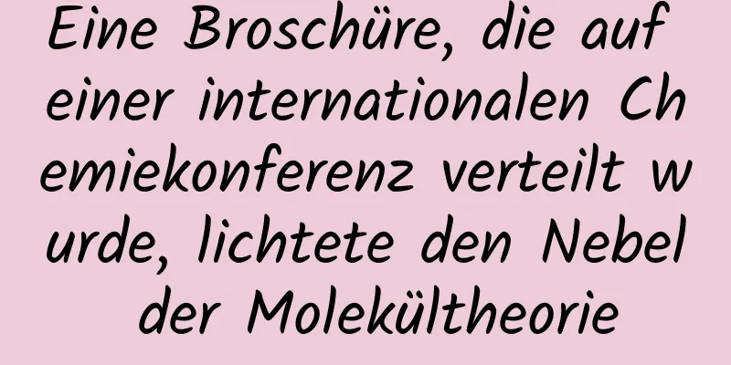 Eine Broschüre, die auf einer internationalen Chemiekonferenz verteilt wurde, lichtete den Nebel der Molekültheorie