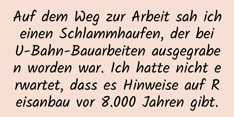 Auf dem Weg zur Arbeit sah ich einen Schlammhaufen, der bei U-Bahn-Bauarbeiten ausgegraben worden war. Ich hatte nicht erwartet, dass es Hinweise auf Reisanbau vor 8.000 Jahren gibt.