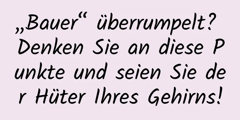 „Bauer“ überrumpelt? Denken Sie an diese Punkte und seien Sie der Hüter Ihres Gehirns!