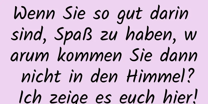 Wenn Sie so gut darin sind, Spaß zu haben, warum kommen Sie dann nicht in den Himmel? Ich zeige es euch hier!