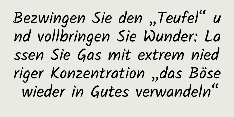 Bezwingen Sie den „Teufel“ und vollbringen Sie Wunder: Lassen Sie Gas mit extrem niedriger Konzentration „das Böse wieder in Gutes verwandeln“