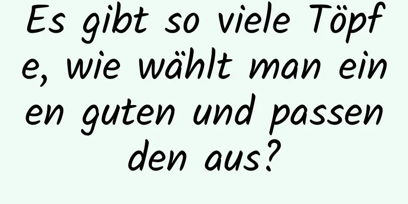 Es gibt so viele Töpfe, wie wählt man einen guten und passenden aus?