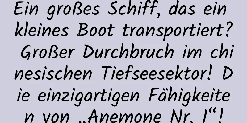 Ein großes Schiff, das ein kleines Boot transportiert? Großer Durchbruch im chinesischen Tiefseesektor! Die einzigartigen Fähigkeiten von „Anemone Nr. 1“!