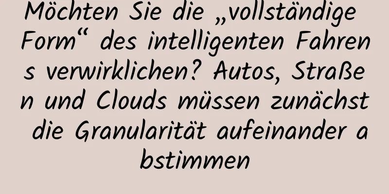 Möchten Sie die „vollständige Form“ des intelligenten Fahrens verwirklichen? Autos, Straßen und Clouds müssen zunächst die Granularität aufeinander abstimmen