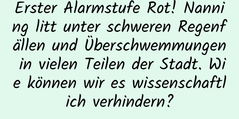 Erster Alarmstufe Rot! Nanning litt unter schweren Regenfällen und Überschwemmungen in vielen Teilen der Stadt. Wie können wir es wissenschaftlich verhindern?