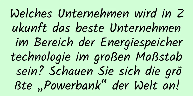 Welches Unternehmen wird in Zukunft das beste Unternehmen im Bereich der Energiespeichertechnologie im großen Maßstab sein? Schauen Sie sich die größte „Powerbank“ der Welt an!
