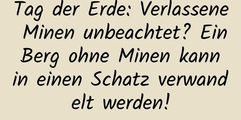 Tag der Erde: Verlassene Minen unbeachtet? Ein Berg ohne Minen kann in einen Schatz verwandelt werden!