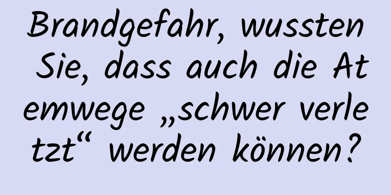 Brandgefahr, wussten Sie, dass auch die Atemwege „schwer verletzt“ werden können?
