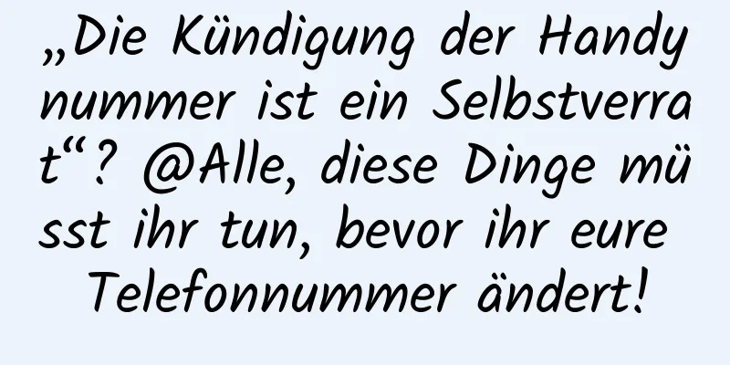 „Die Kündigung der Handynummer ist ein Selbstverrat“? @Alle, diese Dinge müsst ihr tun, bevor ihr eure Telefonnummer ändert!