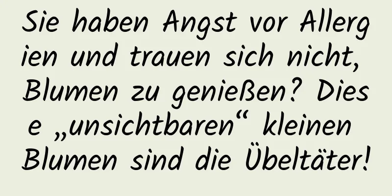 Sie haben Angst vor Allergien und trauen sich nicht, Blumen zu genießen? Diese „unsichtbaren“ kleinen Blumen sind die Übeltäter!