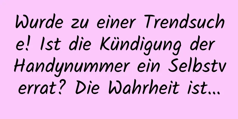 Wurde zu einer Trendsuche! Ist die Kündigung der Handynummer ein Selbstverrat? Die Wahrheit ist...
