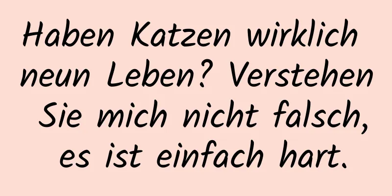 Haben Katzen wirklich neun Leben? Verstehen Sie mich nicht falsch, es ist einfach hart.
