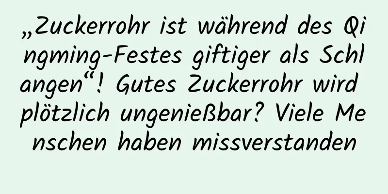„Zuckerrohr ist während des Qingming-Festes giftiger als Schlangen“! Gutes Zuckerrohr wird plötzlich ungenießbar? Viele Menschen haben missverstanden