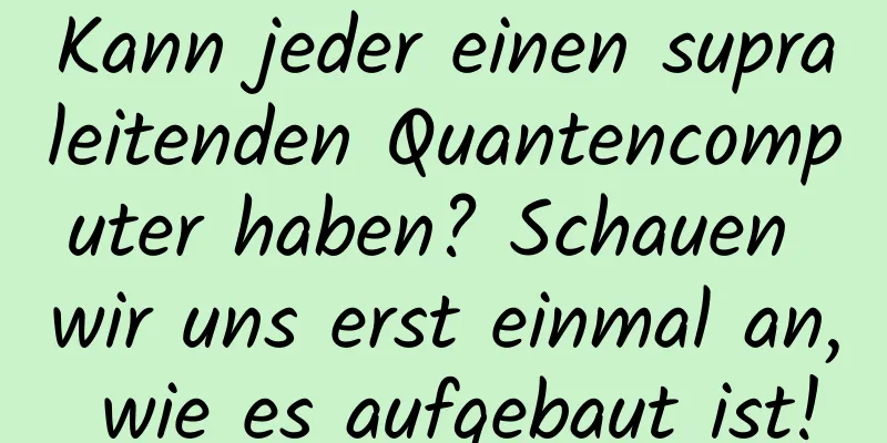 Kann jeder einen supraleitenden Quantencomputer haben? Schauen wir uns erst einmal an, wie es aufgebaut ist!