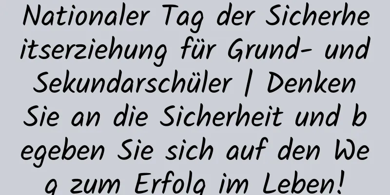 Nationaler Tag der Sicherheitserziehung für Grund- und Sekundarschüler | Denken Sie an die Sicherheit und begeben Sie sich auf den Weg zum Erfolg im Leben!