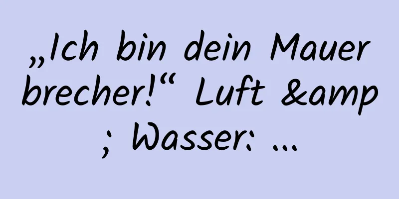 „Ich bin dein Mauerbrecher!“ Luft & Wasser: ...