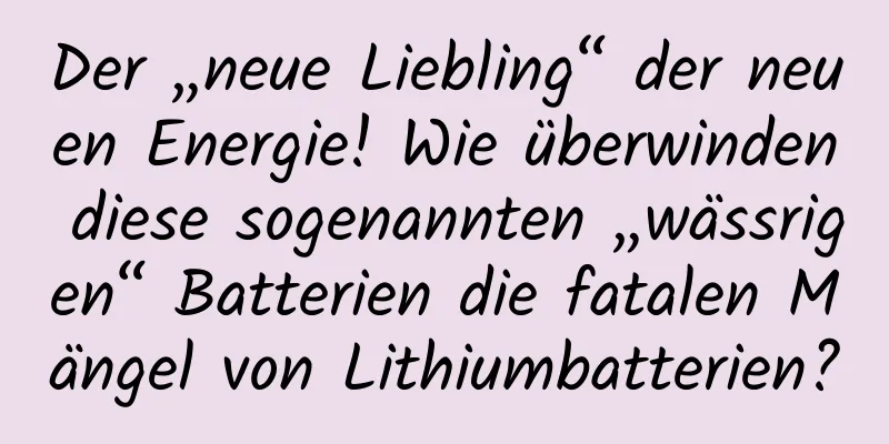 Der „neue Liebling“ der neuen Energie! Wie überwinden diese sogenannten „wässrigen“ Batterien die fatalen Mängel von Lithiumbatterien?